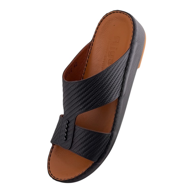AJYAD Handmade Arabic Sandals For Men | Outdoor Mens Slippers | Everyday Flip Flops Open Toe | Arabic Genuine Shamwa Leather | New Design | Tan Footbed | Comfortable & LightWeight - Image 3